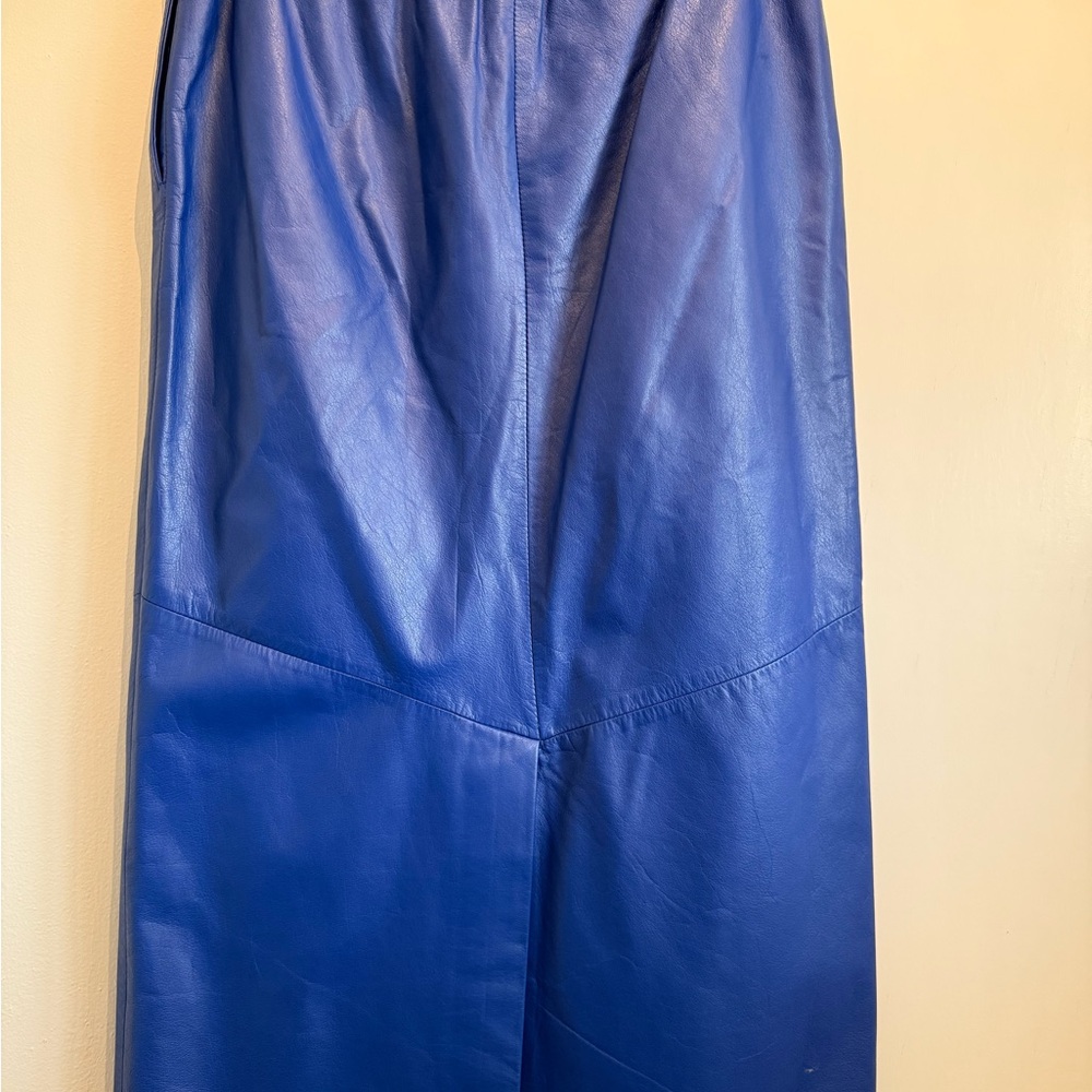 Vibrant Royal Blue leather Jacket and Skirt set - Picture 9 of 9